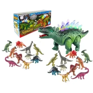 Walking Dinosaur Lights and Sound with 18 Assorted Colorful Baby Dinosaurs TOY-DINO