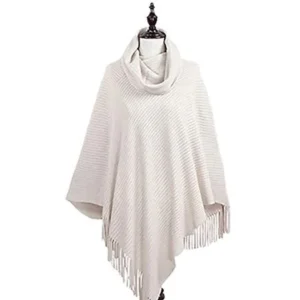 StylesILove Womens Trendy Knit Fashion Cardigan Poncho Cape Sweater (One Size Fits Most, Solid Beige)