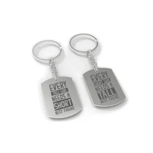 Short Tall Funny Matching BFF Key Chain for Best Friends Great Gift