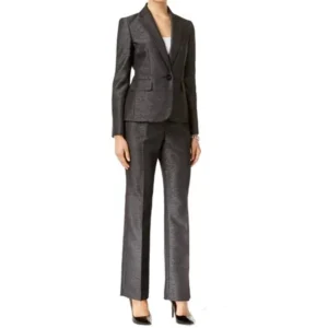 Le Suit NEW Black Womens Size 18 Single Button Shimmer Pant Suit