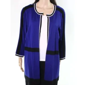 Nipon Boutique NEW Blue Womens Size 1X Plus Colorblock Cardigan Sweater