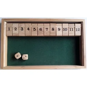 WISDOMTOY Bamboo Deluxe 12 Number Shut the Box Dice Board Game Toy for Kids and Adults