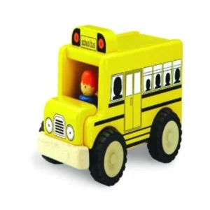 Wonderworld Unique Design Mini Toy Yellow - Imaginative Play Toy School Bus, Real Rubber Tires + Bonus Driver Included