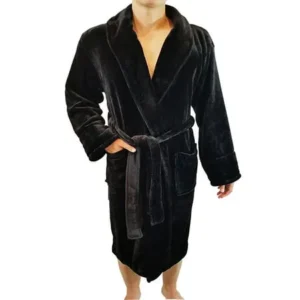 Men's Full Length Shawl Collar Velour Microfiber Fleece Bathrobe Spa Robe