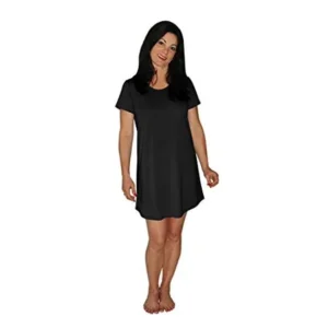 Cool-jams Moisture Wicking Sleepwear for Women - Scoop Neck Loose Fit Nightshirt (3X-Large (24-26), Black)