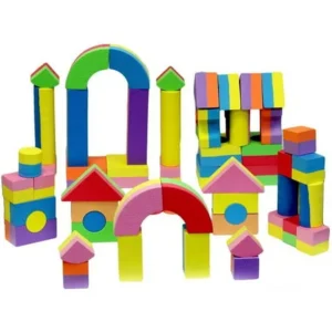 Click N' Play Non-toxic Foam Blocks, Building Block and Stacking Block, Amazing As Bath Toys, 60 Count with Carry Tote