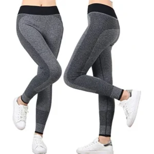 Womens Stretch Fit Leggings Pants with for Yoga, Workout, Running, Crossfit - Blak, Grey (Large, Grey)