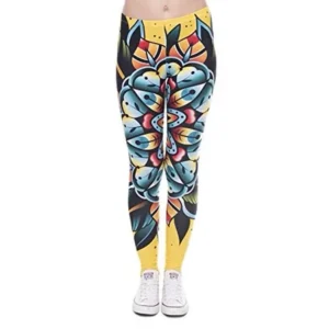 Pop Fashion Women Stretch Nature Printed Leggings Footless Tights Ankle Pants (Amazon Flower Print)