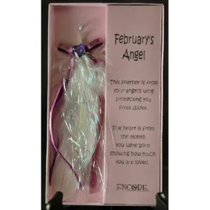 Encore An Angel's Touch Inspirational Gift Card With Feather Charm - February