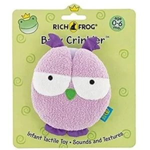"Rich Frog Owl Crinkler, Washable Soft Baby Crinkle Toy for Infant Play, Purple - 4"""