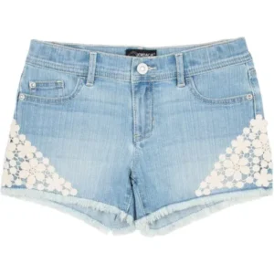 Girls' Denim Fringe Cuff Denim Shorts