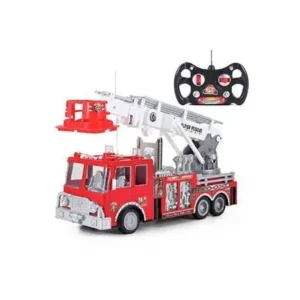 Prextex 13'' Rescue R/c Fire Engine Truck Remote Control Fire Truck Best Gift Toy for Boys with Lights Siren and Extending Ladder by Prextex.com