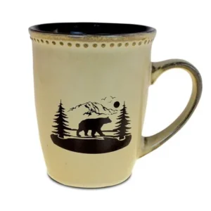 Ceramic Beige Mug 11oz Black Bear
