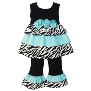 AnnLoren Boutique Girls Zebra Rumba Tunic & Capri Clothing Set