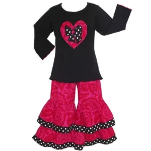 AnnLoren Girls Boutique Floral Blossom Heart Tunic and Pants