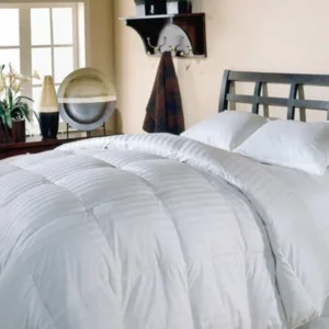 350 TC Cotton Damask Stripe White Down Comforter White