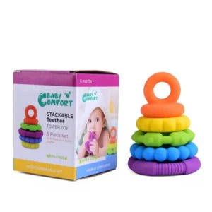 Stacking Baby Teether Toy - Sensory Silicone Teething Rings for Babies