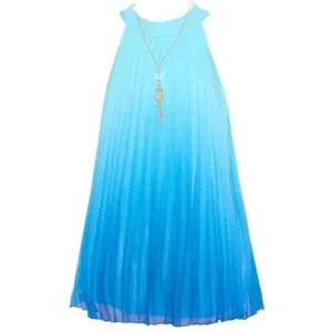 Tween Diva Little Girls Blue Ombre Colored Design Sleeveless Tent Dress