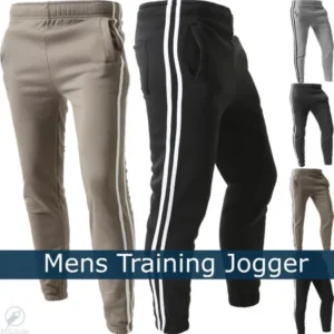 WP Mens STRIPE JOGGERS Lightweight Training Sweatpants Fleece Casual Elastic Athletic Activewear 1WPE0001