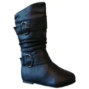New Girls Slouch Comf Tall Midcalf Suede Winter Stylish Boots Shoes (Toddler/Little Kid/Big Kid)(Black Sun -4 Toddler)