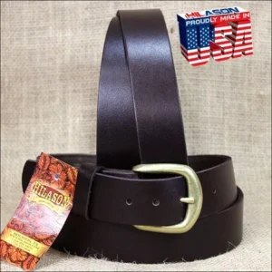 30IN. BROWN 1.5in CASUAL PLAIN STRAP LEATHER BELT MADE IN USA