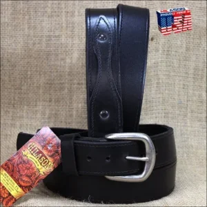 30-60" BLACK 1.5in LEATHER RANGER MENS BELT CLASSIC 3 PIECE STYLING MADE IN USA