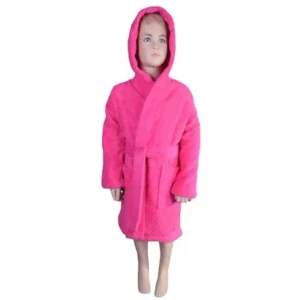 Puffy Cotton Kids Unisex Hoodie Bathrobe 100% Natural Soft Cotton - Hot Pink