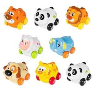 Cartoon Animals Friction Push and Go Toy Cars Play Set for Baby (Set of 8)