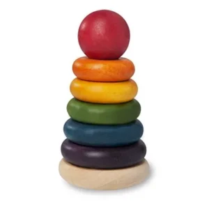 Wonderworld Natural Stacking Rings Baby Toy - Multi-Colored 6 Rings Non-Toxic For Safety
