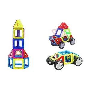 Magical Magnets Toys For Kids Stacking 40(A)PC Educational Construction Set Building Blocks Triangles Rhombs Car Building