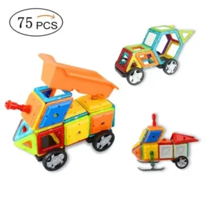 Magical Magnets Toys For Kids Stacking 76 PC Educational Construction Set Building Blocks Car Building With Wheels Excavator