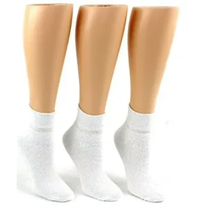 24 Pairs Pack of WSD Women's Sport Ankle Socks, Value Pack, Athletic Socks (White, 9-11)
