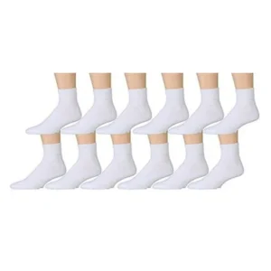 SOCKSâ€™NBULK 12 Pairs of Men's Athletic Sports Ankle Socks, White, Sock Size 10-13