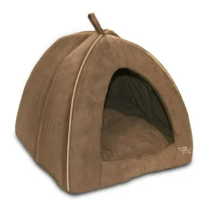 Best Pet Tent Bed For Dogs And Cats, Suede Brown, Large 18x18x16 Inches