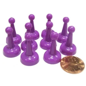 Koplow Games Set of 10 Standard Pawns 25mm Peg Pieces for Board Game Play - Purple #04248