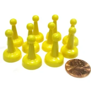 Koplow Games Set of 10 Standard Pawns 25mm Peg Pieces for Board Game Play - Yellow #04252