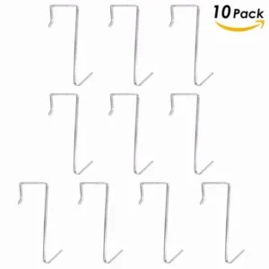 10 Pack Ipow over The Door Metal Hook Hanger Stainless Steel Space Saving Organizer, Hang Clothes, Coats, Hat, Towel, Bag, Robe - Silver