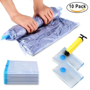 IPOW Vacuum Storage Bags,8 Roll-up 2 Compression Bags Spacesaver Vacuum Storage Bags Clothes Pillow Travel Organizer, Vacuum Compressed Storage Bag