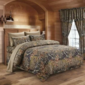 The Woods Natural Green Camouflage King 8pc Premium Luxury Comforter, Sheet, Pillowcases, and Bed Skirt Set by Regal Comfort Camo Bedding Set For Hunters Cabin or Rustic Lodge Teens Boys and Girls