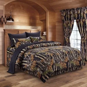 The Woods Black Camouflage Twin 5pc Premium Luxury Comforter, Sheet, Pillowcases, and Bed Skirt Set by Regal Comfort Camo Bedding Set For Hunters Cabin or Rustic Lodge Teens Boys and Girls