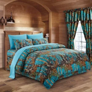The Woods Sea Breeze Camouflage King 8pc Premium Luxury Comforter, Sheet, Pillowcases, and Bed Skirt Set by Regal Comfort Camo Bedding Set For Hunters Cabin or Rustic Lodge Teens Boys and Girls