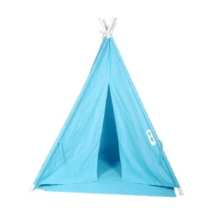 e-Joy 6' Indoor Indian Playhouse Toy Teepee Play Tent for Kids Toddlers Canvas Teepee With Carry Case (Off-White)