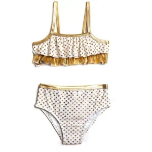 Toddler Girl Kisses Gold Foil Bikini Swimsuit