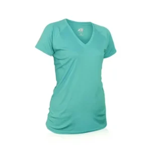 Womens Performance V-Neck Workout Running Shirt Aqua Medium