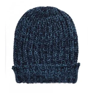 SANREMO Unisex Kids Warm Marled Knit Winter Beanie Hat (Navy / Royal Blue)