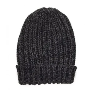 SANREMO Unisex Kids Warm Marled Knit Winter Beanie Hat (Black / Grey)