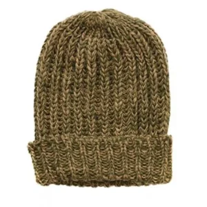 SANREMO Unisex Kids Warm Marled Knit Winter Beanie Hat (Camel / Olive)