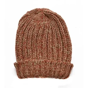 SANREMO Unisex Kids Warm Marled Knit Winter Beanie Hat (Rust / Camel)