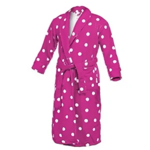 STAR Women's Polka Dot Bathrobe Microfiber Fleece Long Plush Robe (2XL, Light Purple)