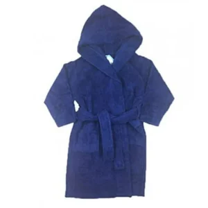 FIT RITE Boys 100% Cotton Velour Hooded Terry Robe Bathrobe Blue (5-6)